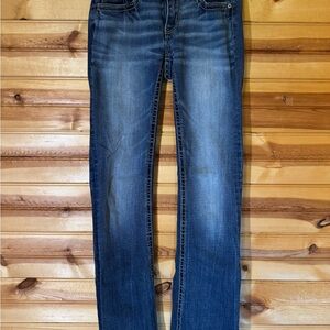 Blue Denim Jeans slim fit low rise bootcut 24 by 31 1/2